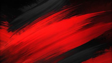 Kalın fırça darbeleriyle koyu kırmızı ve siyah renkte, soyut sanat kapakları, posterler ve modern tasarım için mükemmel..