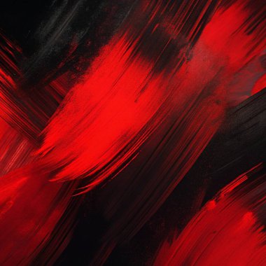 Kalın fırça darbeleriyle koyu kırmızı ve siyah renkte, soyut sanat kapakları, posterler ve modern tasarım için mükemmel..