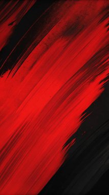 Kalın fırça darbeleriyle koyu kırmızı ve siyah renkte, soyut sanat kapakları, posterler ve modern tasarım için mükemmel..