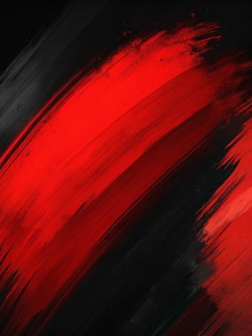 Kalın fırça darbeleriyle koyu kırmızı ve siyah renkte, soyut sanat kapakları, posterler ve modern tasarım için mükemmel..