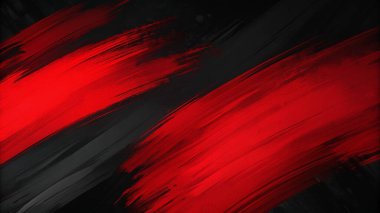 Kalın fırça darbeleriyle koyu kırmızı ve siyah renkte, soyut sanat kapakları, posterler ve modern tasarım için mükemmel..
