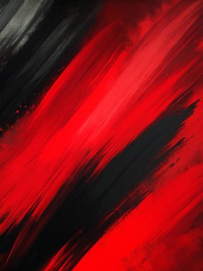Kalın fırça darbeleriyle koyu kırmızı ve siyah renkte, soyut sanat kapakları, posterler ve modern tasarım için mükemmel..