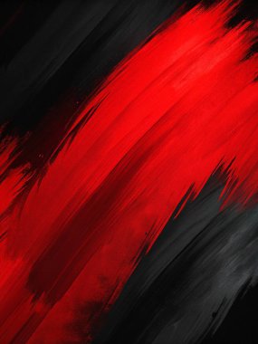 Kalın fırça darbeleriyle koyu kırmızı ve siyah renkte, soyut sanat kapakları, posterler ve modern tasarım için mükemmel..