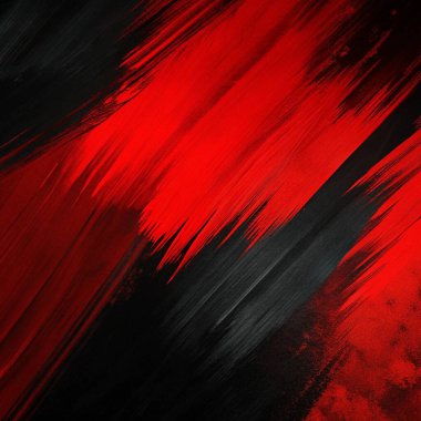 Kalın fırça darbeleriyle koyu kırmızı ve siyah renkte, soyut sanat kapakları, posterler ve modern tasarım için mükemmel..