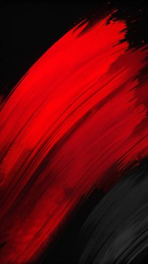 Kalın fırça darbeleriyle koyu kırmızı ve siyah renkte, soyut sanat kapakları, posterler ve modern tasarım için mükemmel..