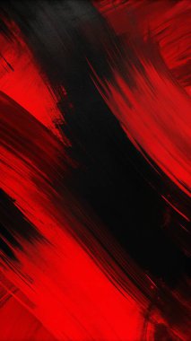 Kalın fırça darbeleriyle koyu kırmızı ve siyah renkte, soyut sanat kapakları, posterler ve modern tasarım için mükemmel..