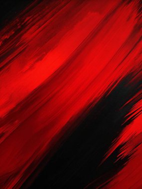 Kalın fırça darbeleriyle koyu kırmızı ve siyah renkte, soyut sanat kapakları, posterler ve modern tasarım için mükemmel..
