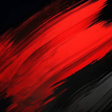 Kalın fırça darbeleriyle koyu kırmızı ve siyah renkte, soyut sanat kapakları, posterler ve modern tasarım için mükemmel..