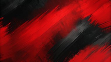 Kalın fırça darbeleriyle koyu kırmızı ve siyah renkte, soyut sanat kapakları, posterler ve modern tasarım için mükemmel..