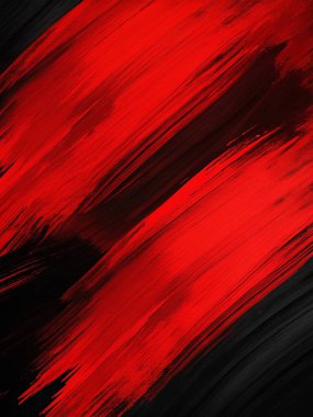 Kalın fırça darbeleriyle koyu kırmızı ve siyah renkte, soyut sanat kapakları, posterler ve modern tasarım için mükemmel..