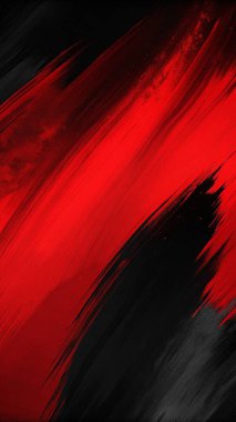 Kalın fırça darbeleriyle koyu kırmızı ve siyah renkte, soyut sanat kapakları, posterler ve modern tasarım için mükemmel..