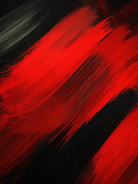 Kalın fırça darbeleriyle koyu kırmızı ve siyah renkte, soyut sanat kapakları, posterler ve modern tasarım için mükemmel..
