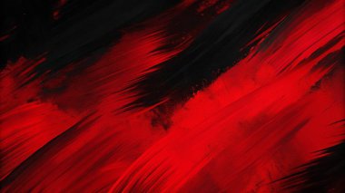 Kalın fırça darbeleriyle koyu kırmızı ve siyah renkte, soyut sanat kapakları, posterler ve modern tasarım için mükemmel..