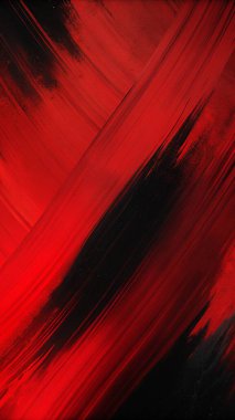 Kalın fırça darbeleriyle koyu kırmızı ve siyah renkte, soyut sanat kapakları, posterler ve modern tasarım için mükemmel..