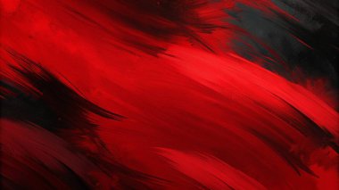 Kalın fırça darbeleriyle koyu kırmızı ve siyah renkte, soyut sanat kapakları, posterler ve modern tasarım için mükemmel..