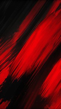 Kalın fırça darbeleriyle koyu kırmızı ve siyah renkte, soyut sanat kapakları, posterler ve modern tasarım için mükemmel..