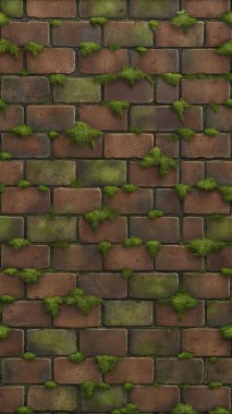 Yosun lekeli yüzeyleri olan eski tuğla dokusu, klasik planlar, kırsal posterler ve tarihi kentsel tasarım projeleri için mükemmel..