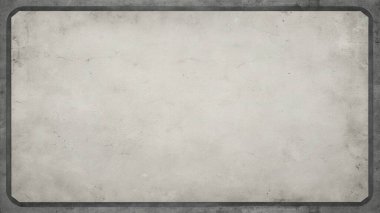 Koyu gri ve tozlu beyaz kenarları olan basit, temiz bir beton doku arka planında merkezde sınırlandırılmış boş bir alan, endüstriyel markalaşma, kentsel posterler, ambalajlama ve modern yerleşimler için mükemmel. Bu dayanıklı ve yıpranmış surfa