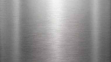 Basit, temiz metal desenli bir arka plan, ince yansımaları ve merkezde içi boş bir alanı olan fırçalı bir çelik kaplama. Endüstriyel posterler, modern markalar, ürün ambalajları, mimari planlar ve şık dijital delikler için mükemmel.