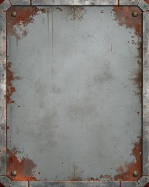 Pas lekeleri ve merkezde içi boş bir bölge ile çizikleri içeren basit, temiz bir metal doku. Grunge tasarımları, endüstriyel posterler, eski markalar, kentsel grafikler ve retro tasarımlar için mükemmel. Bu yıpranmış ve 