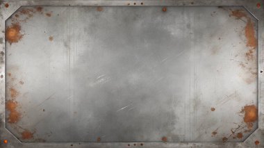 Pas lekeleri ve merkezde içi boş bir bölge ile çizikleri içeren basit, temiz bir metal doku. Grunge tasarımları, endüstriyel posterler, eski markalar, kentsel grafikler ve retro tasarımlar için mükemmel. Bu yıpranmış ve 