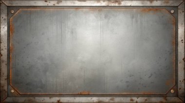 Pas lekeleri ve merkezde içi boş bir bölge ile çizikleri içeren basit, temiz bir metal doku. Grunge tasarımları, endüstriyel posterler, eski markalar, kentsel grafikler ve retro tasarımlar için mükemmel. Bu yıpranmış ve 