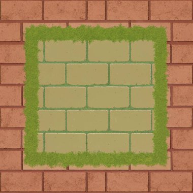 Basit, temiz bir tuğla dokusu, yosun lekeli yüzeyler, doğal hava koşulları, merkezdeki boş bir bölge tarafından vurgulanmış. Klasik planlar için mükemmel, rustik posterler, kalıtım markaları, şehir arkaplanları, mimari tasarım