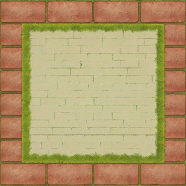 Basit, temiz bir tuğla dokusu, yosun lekeli yüzeyler, doğal hava koşulları, merkezdeki boş bir bölge tarafından vurgulanmış. Klasik planlar için mükemmel, rustik posterler, kalıtım markaları, şehir arkaplanları, mimari tasarım