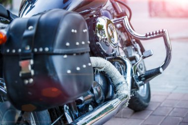 krom motorsiklet. motosiklet yakın çekim elemanları.