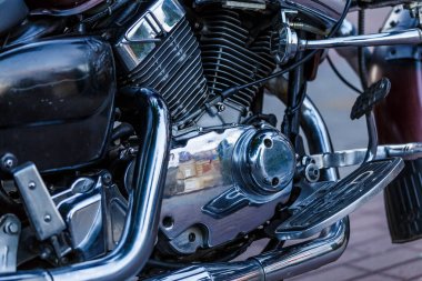 krom motorsiklet. motosiklet yakın çekim elemanları.