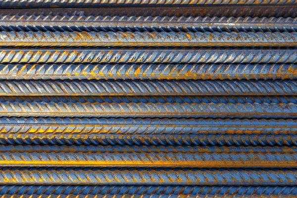 Industrial background. Rebar texture. Rusty rebar for concrete p — Stock Photo, Image