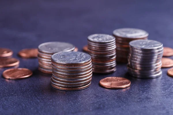 American Coins Dollars Black Table — Stock Photo, Image