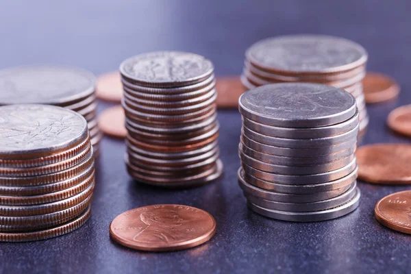 American Coins Dollars Black Table — Stock Photo, Image