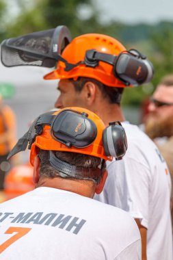 Kiev. Ukrayna. 22 Haziran 2019. Elektrikli testere. Stihl, Alman elektrikli testere ve diğer el teçhizatı üreticisi.