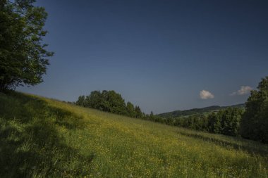 Krkonose dağlar Vysoke arasındaki Jablonec nad bahar güzel sabah kasabalarda Jizerou