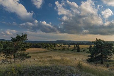 Slavkovsky les dağlar yaz güneşli gün batımı akşam Krizky alanı yakınında