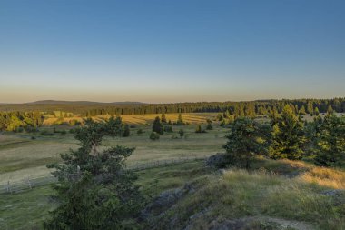 Slavkovsky les dağlar yaz güneşli gün batımı akşam Krizky alanı yakınında