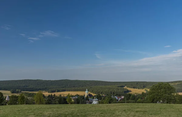 Horni Blatna Town Dark Cloudy Summer Morning — Stock Photo, Image