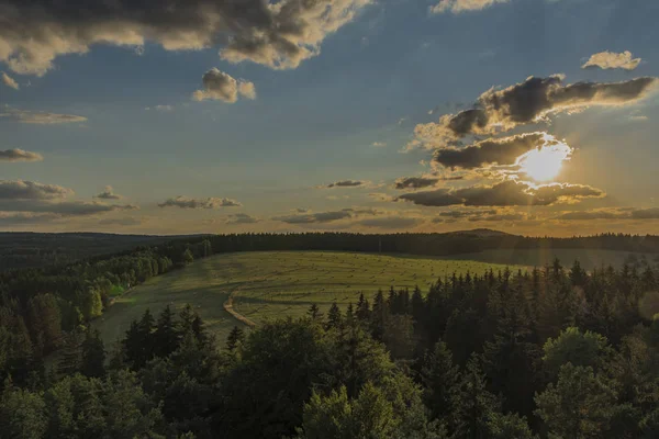 Uitzicht Vanuit Uitkijktoren Krasno Mooie Zonnige Zomeravond — Stockfoto