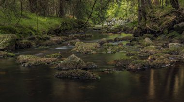 Yaz sıcak güneşli gün Neuhausen dağlarda Prebuz köyü yakınındaki nehirde Rolava