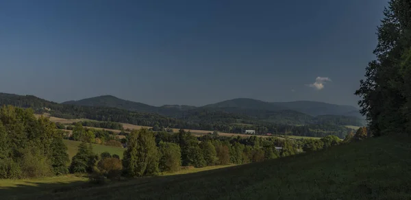 Aussicht Vom Ludvikovske Pass Mit Grünem Wald Und Wiese — Stockfoto