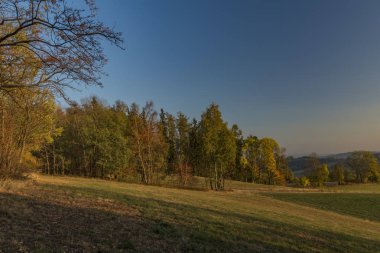 Renkli kuru sonbahar Roprachtice köyü Krkonose Milli Parkı