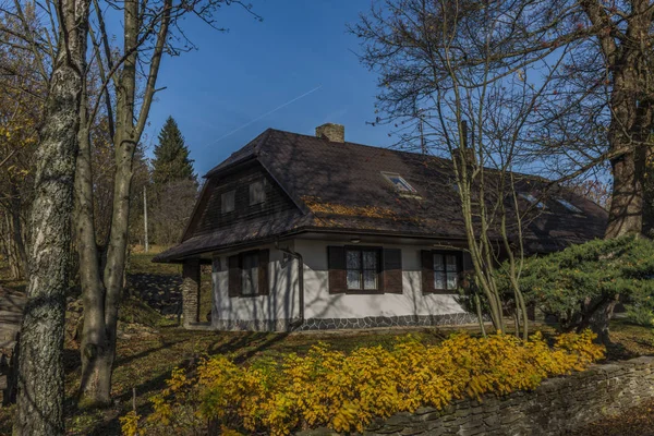 Ancienne Petite Maison Sur Les Montagnes Automne Près Village Zitkova — Photo