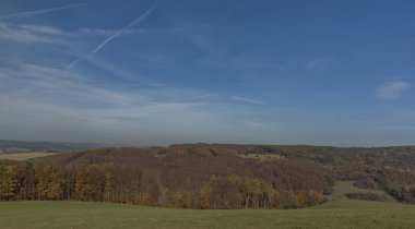Çayır ve orman Moravia bölgesi Slovakya sınırında Pitin kasabada