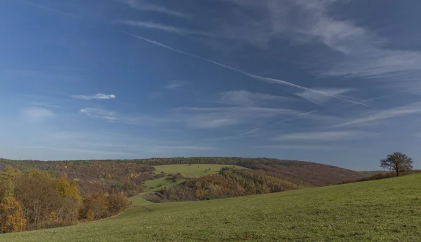 Wiesen Und Wald Über Der Stadt Pitin Der Region Mähren — Stockfoto