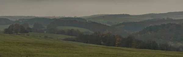 Landschaft Der Nähe Von Bojkovice Stadt Mähren Region Herbst Dunklen — Stockfoto