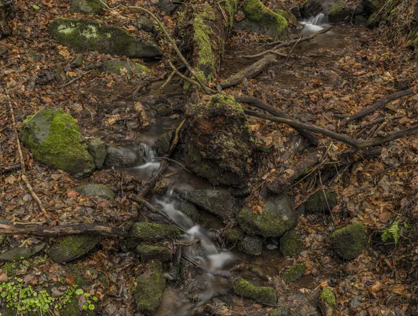 Prucelsky Arroyo Invierno Día Nublado Frío Las Montañas Ceske Stredohori — Foto de Stock