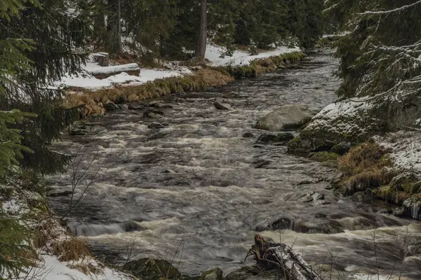 Roklansky Bach Der Nähe Von Modrava Dorf Nationalpark Böhmerwald Winter — Stockfoto