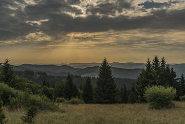 Renk güzel yaz görünümünde Moravia ve Slovakya sınırı yakınındaki Velky Javornik