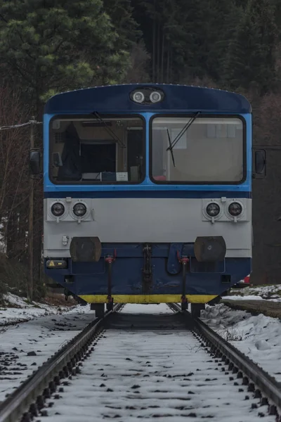 Merklin Station Krusne Bergen Winter Donkere Bewolkte Dag — Stockfoto